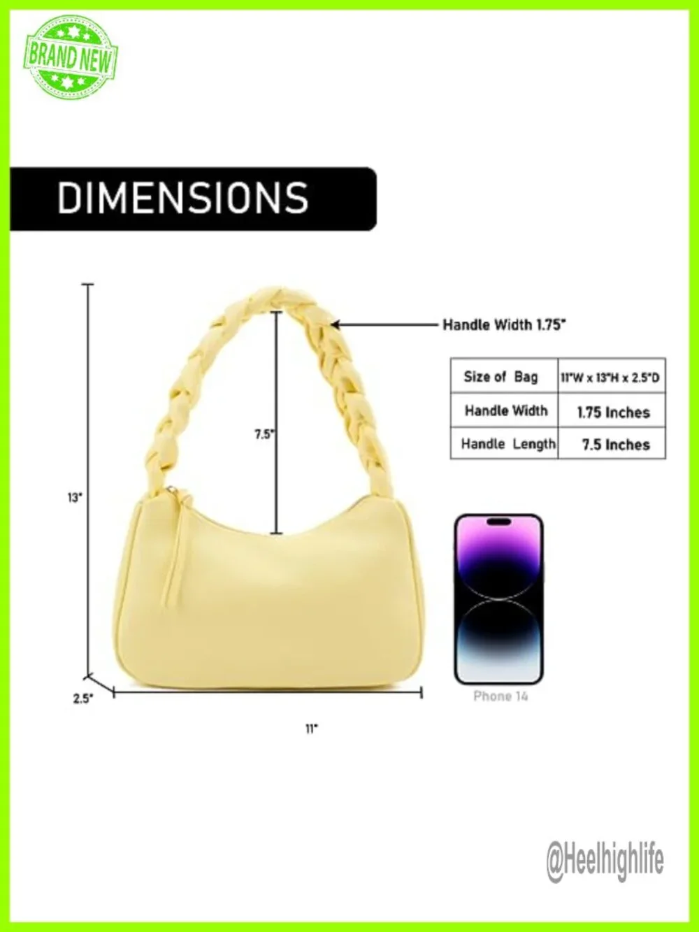 Braided Top Handle Hobo Shoulder Bag Faux Leather Vegan